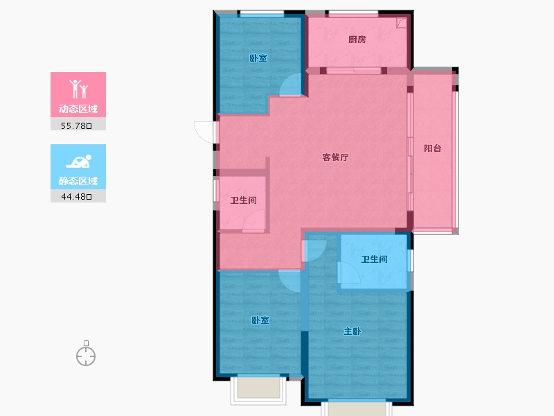 云南省-大理白族自治州-大华锦绣华城-89.60-户型库-动静分区