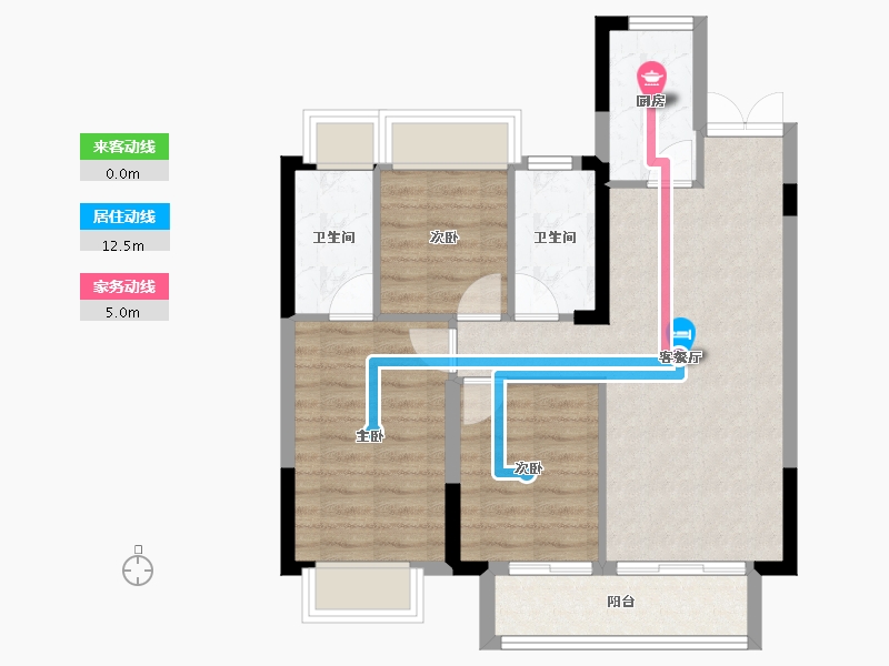 湖北省-武汉市-能建·长江华府-69.36-户型库-动静线