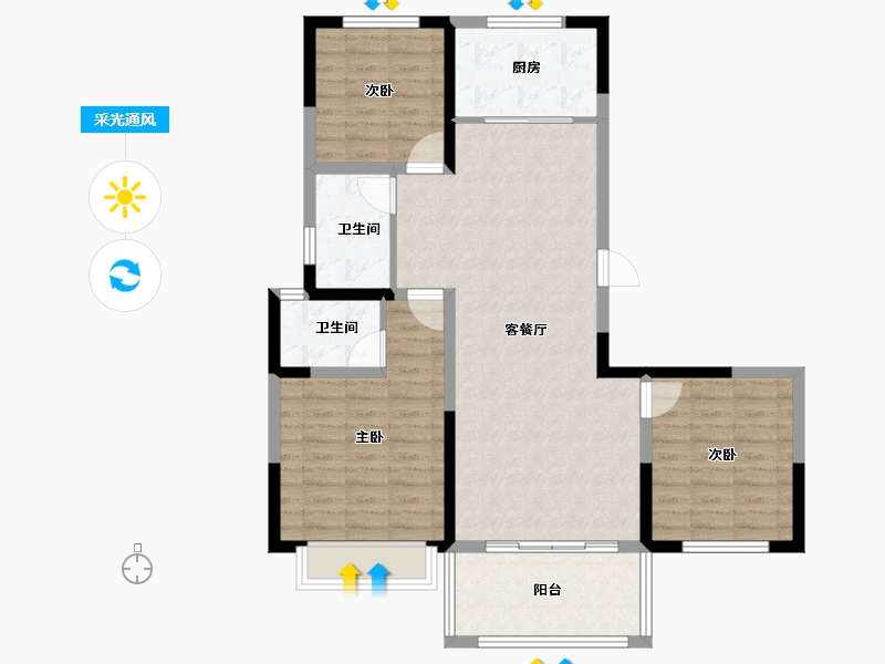 河南省-濮阳市-春天里学府-95.20-户型库-采光通风