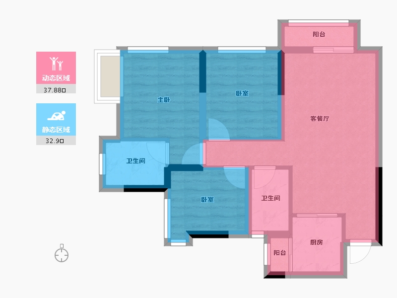 四川省-眉山市-君烨·云鹭洲-62.21-户型库-动静分区