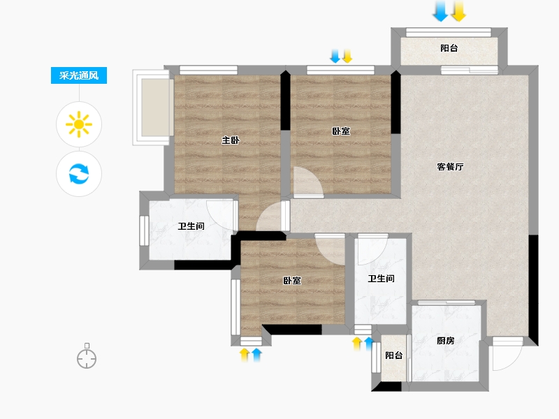 四川省-眉山市-君烨·云鹭洲-62.21-户型库-采光通风