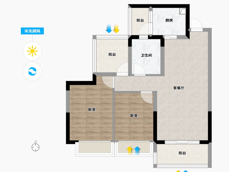 广东省-惠州市-茂基华亭-68.16-户型库-采光通风