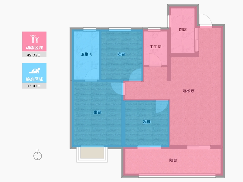 江苏省-南京市-万科·都荟启境-77.63-户型库-动静分区