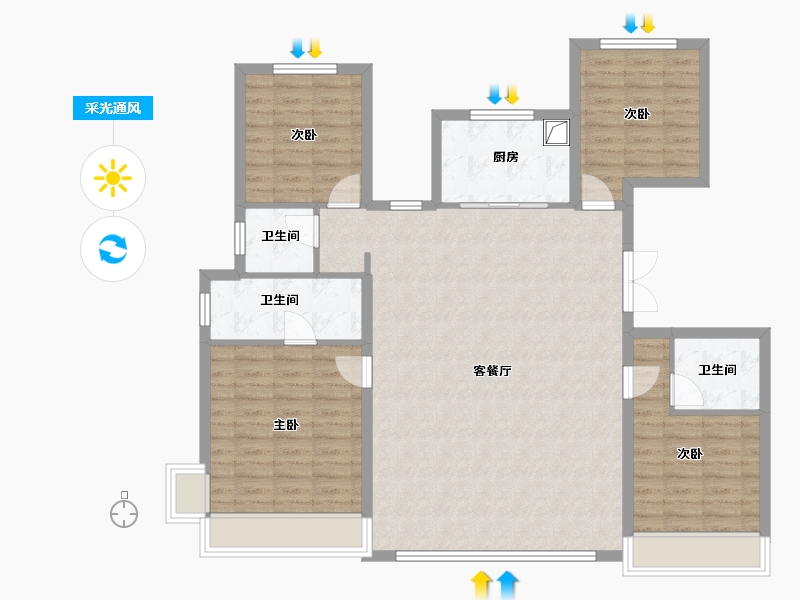 河北省-石家庄市-保利天珺-118.16-户型库-采光通风