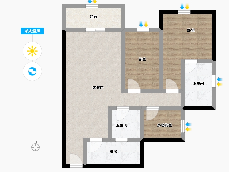 广东省-深圳市-桑泰龙樾-70.21-户型库-采光通风