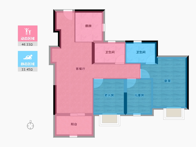 广东省-东莞市-万科中天·世纪水岸-71.10-户型库-动静分区