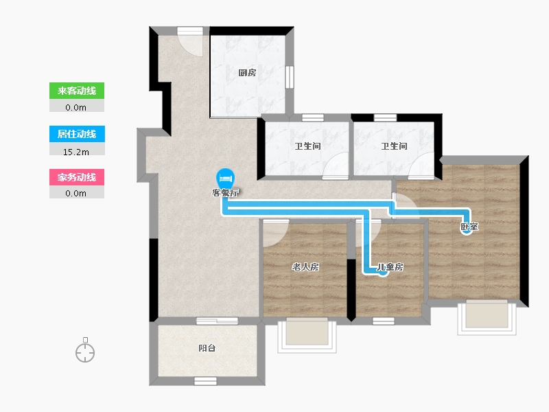 广东省-东莞市-万科中天·世纪水岸-71.10-户型库-动静线