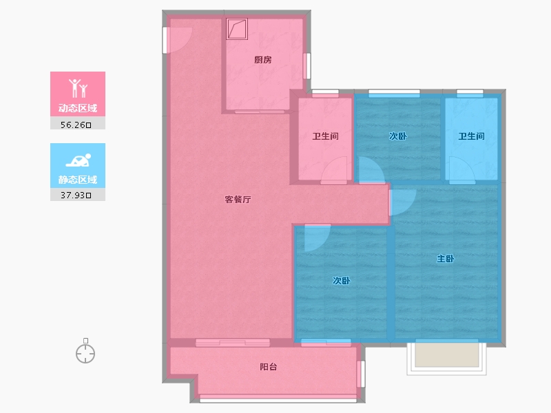 四川省-成都市-海伦堡玖悦府-84.76-户型库-动静分区