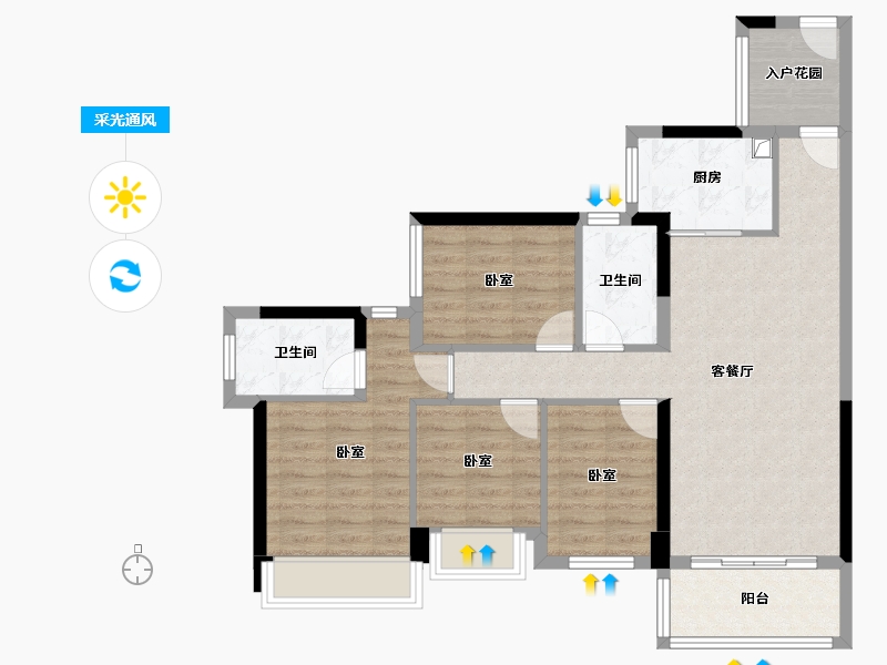 广东省-佛山市-天樾华园-87.13-户型库-采光通风