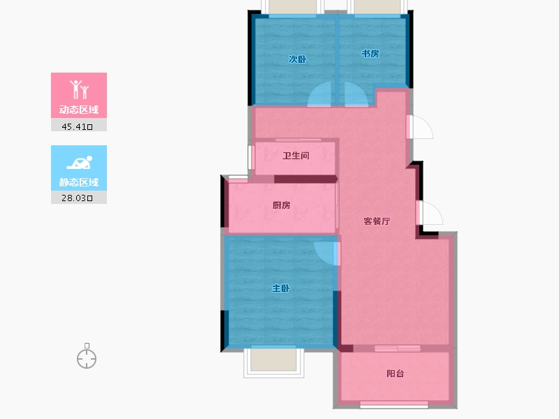 上海-上海市-前滩润璟-65.60-户型库-动静分区