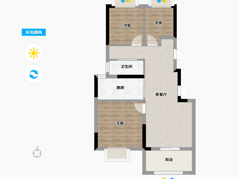 上海-上海市-前滩润璟-65.60-户型库-采光通风