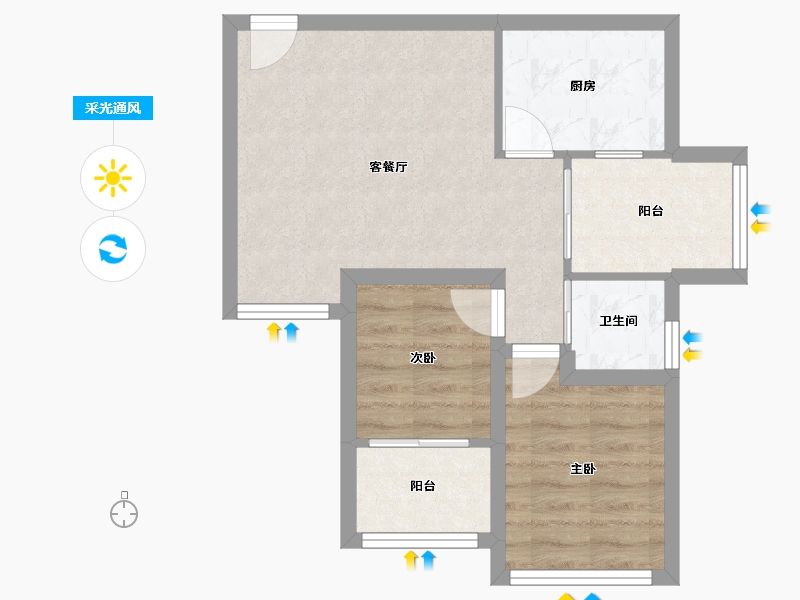 广东省-深圳市-东部翠海轩-52.32-户型库-采光通风