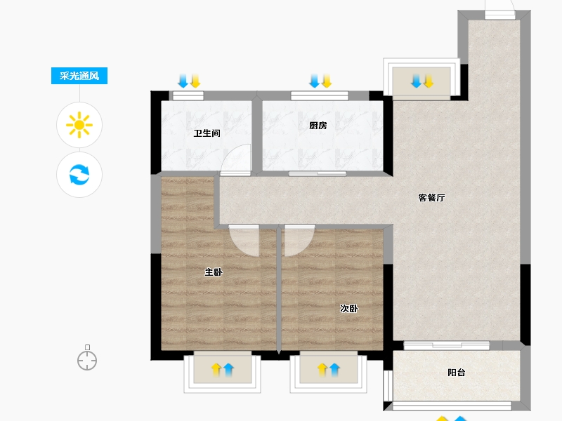 江苏省-南京市-新生圩宝龙广场-64.00-户型库-采光通风