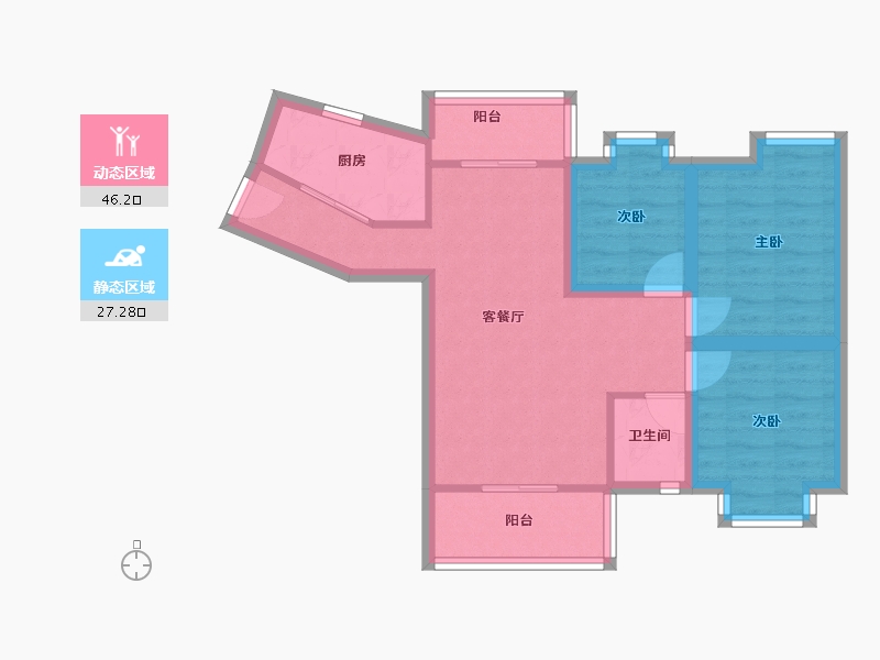 广东省-深圳市-鹏兴花园(六期)-64.59-户型库-动静分区