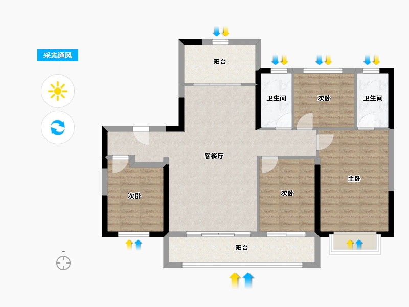 湖南省-长沙市-龙湖·青云阙-106.46-户型库-采光通风