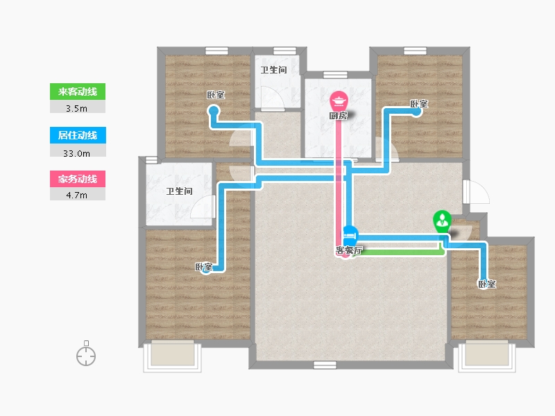 陕西省-西安市-朱雀锦园5期-104.95-户型库-动静线