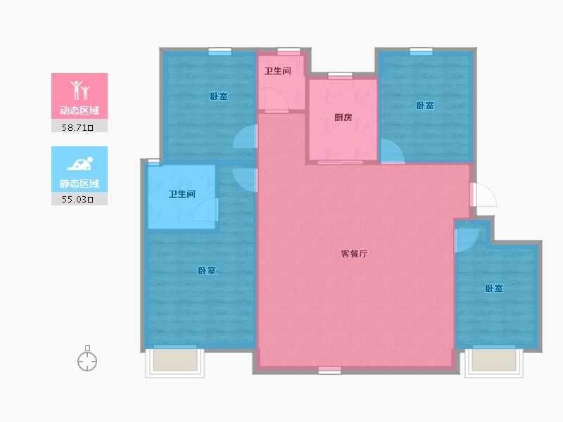 陕西省-西安市-朱雀锦园5期-104.95-户型库-动静分区