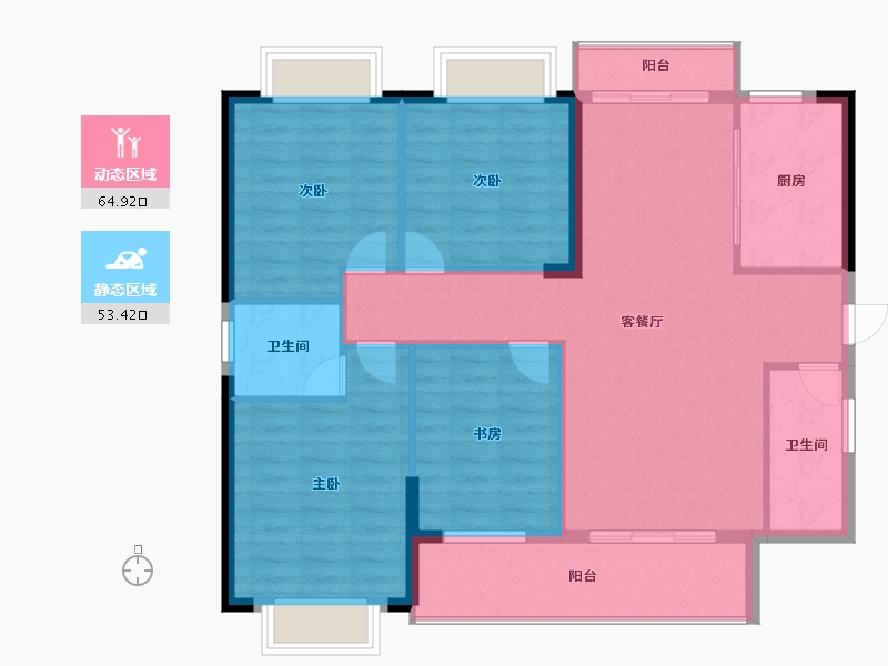 贵州省-六盘水市-星筑·中央公园-108.00-户型库-动静分区