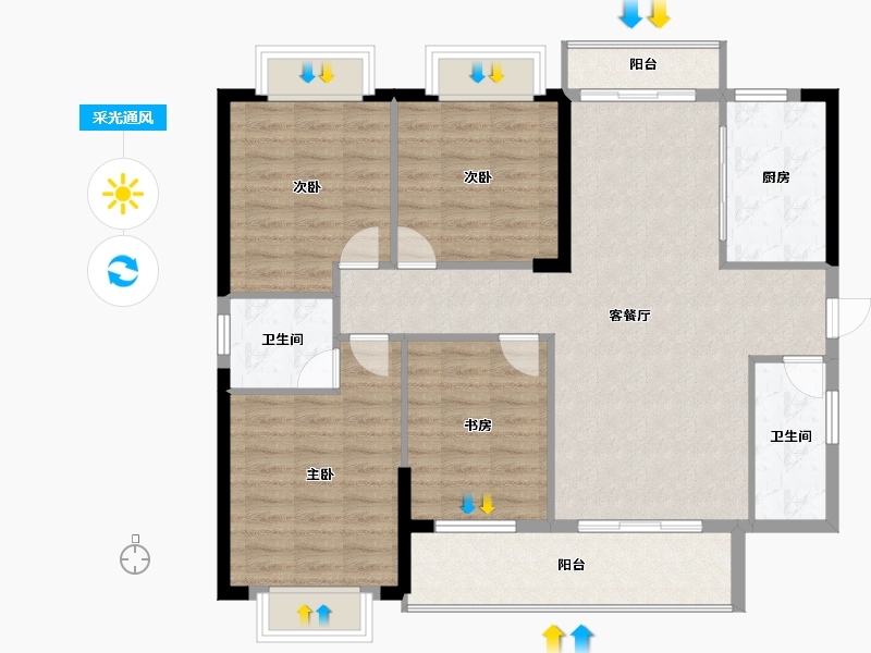 贵州省-六盘水市-星筑·中央公园-108.00-户型库-采光通风