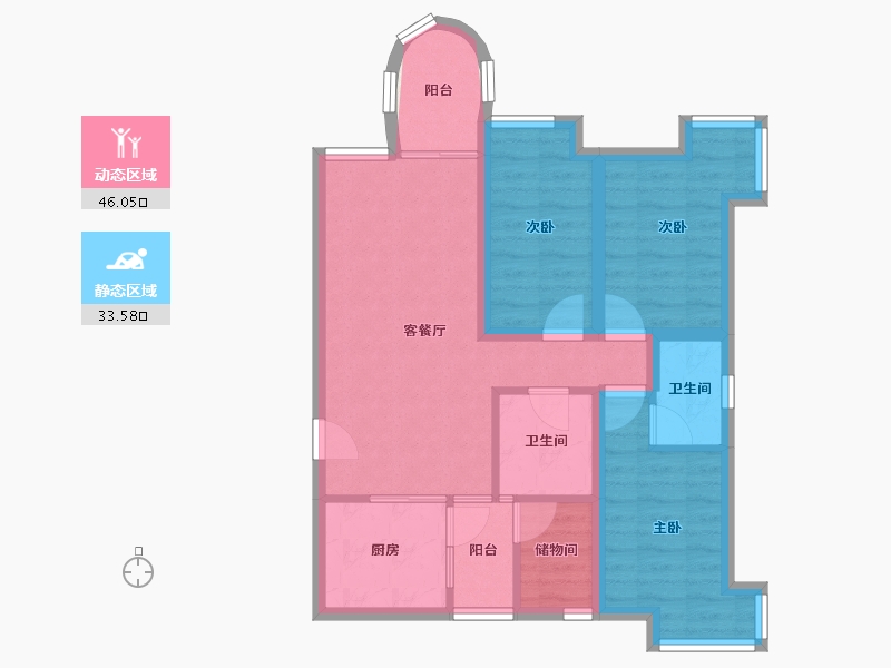 广东省-深圳市-鹏兴花园(五期)-70.11-户型库-动静分区