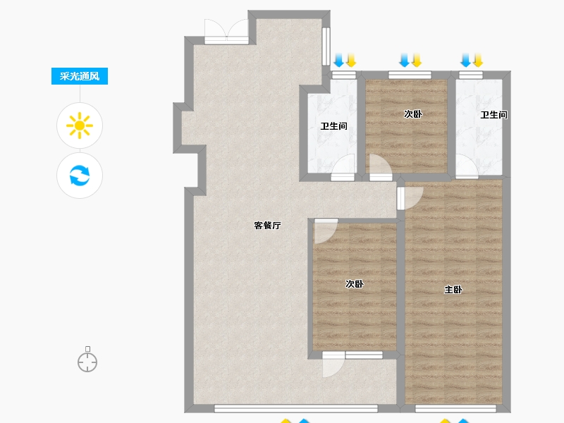 山东省-青岛市-海信·君悦-95.00-户型库-采光通风