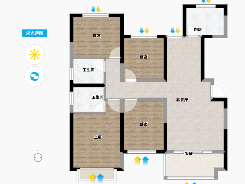 河南省-濮阳市-春天里学府-105.61-户型库-采光通风