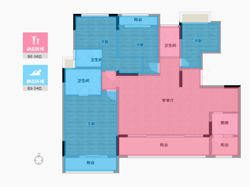 重庆-重庆市-嘉陵江天-158.00-户型库-动静分区