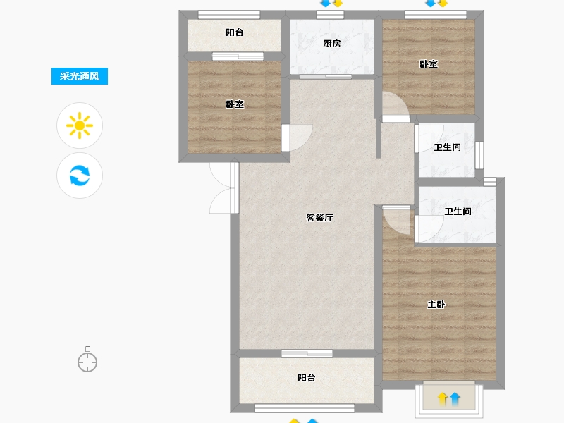 陕西省-宝鸡市-紫汀佳苑-79.14-户型库-采光通风