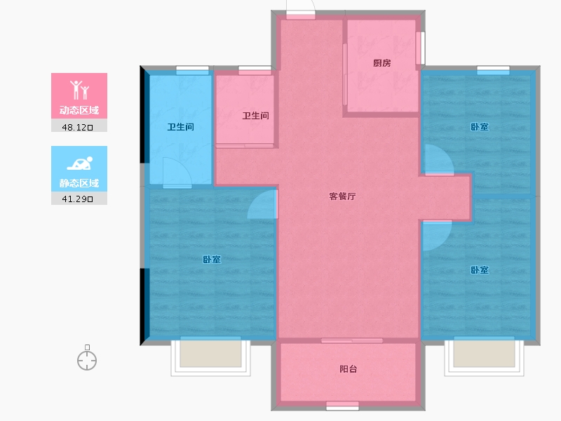 云南省-大理白族自治州-大华锦绣华城-81.58-户型库-动静分区