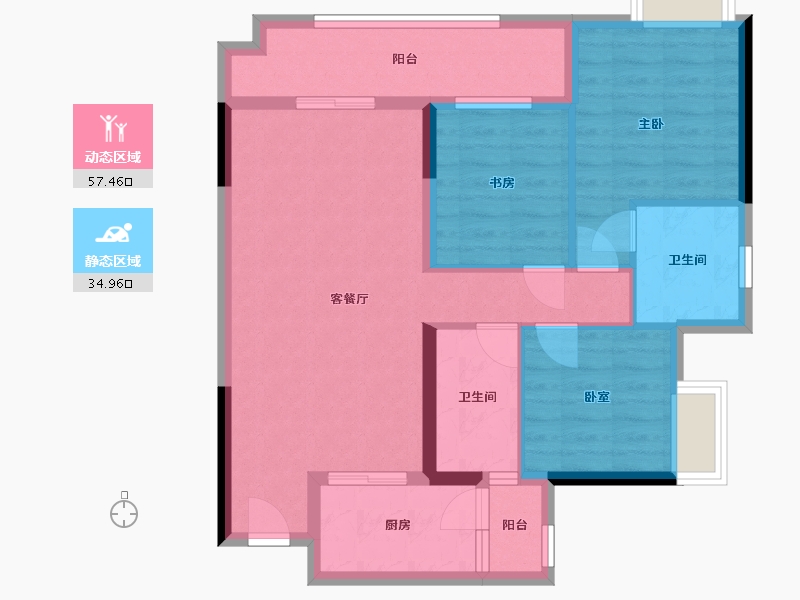 重庆-重庆市-富力院士廷-81.98-户型库-动静分区