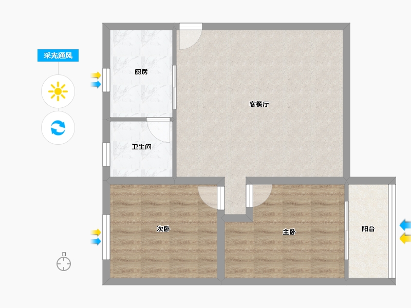 广东省-深圳市-布心花园二区-68.38-户型库-采光通风