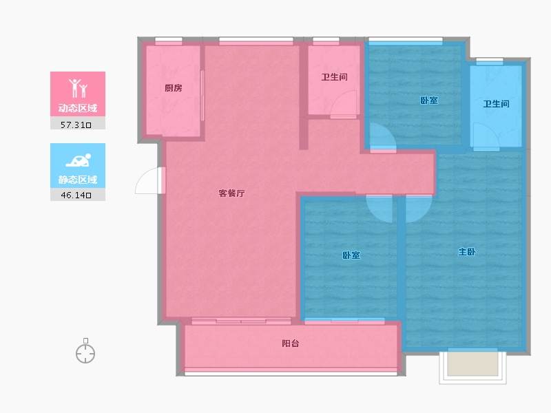 陕西省-宝鸡市-紫汀佳苑-92.78-户型库-动静分区