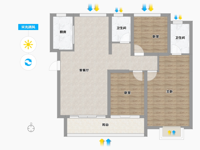 陕西省-宝鸡市-紫汀佳苑-92.78-户型库-采光通风