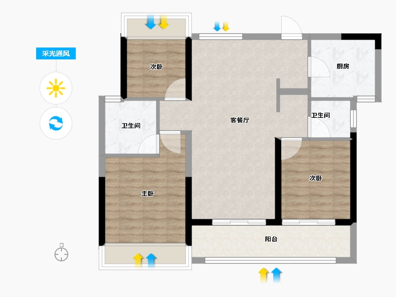 浙江省-绍兴市-HFC华发金融活力城-80.00-户型库-采光通风