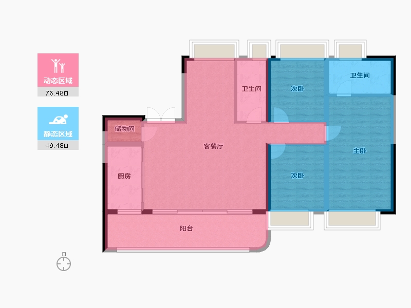 云南省-昆明市-龙江金茂府-114.49-户型库-动静分区