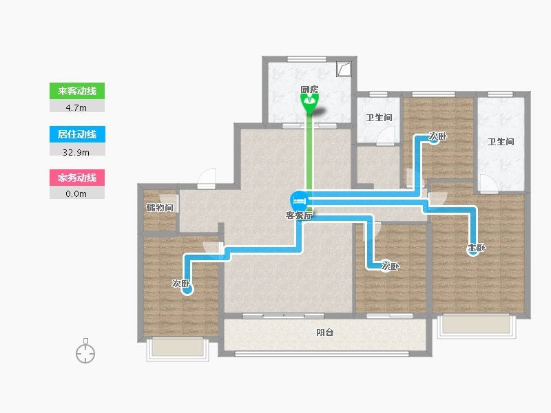 江苏省-苏州市-万科朗拾玉湖-148.43-户型库-动静线