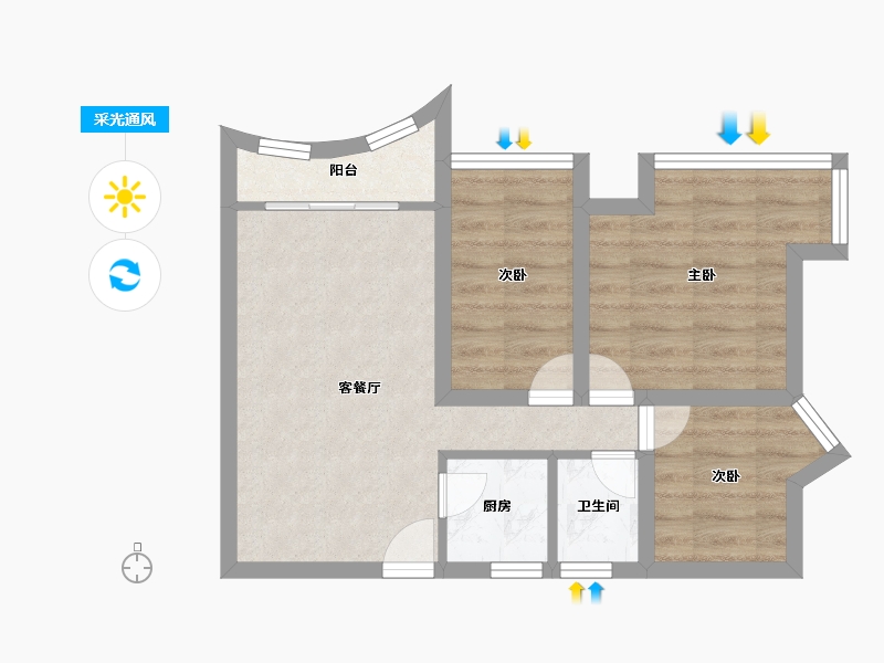 广东省-深圳市-金城华庭-48.95-户型库-采光通风