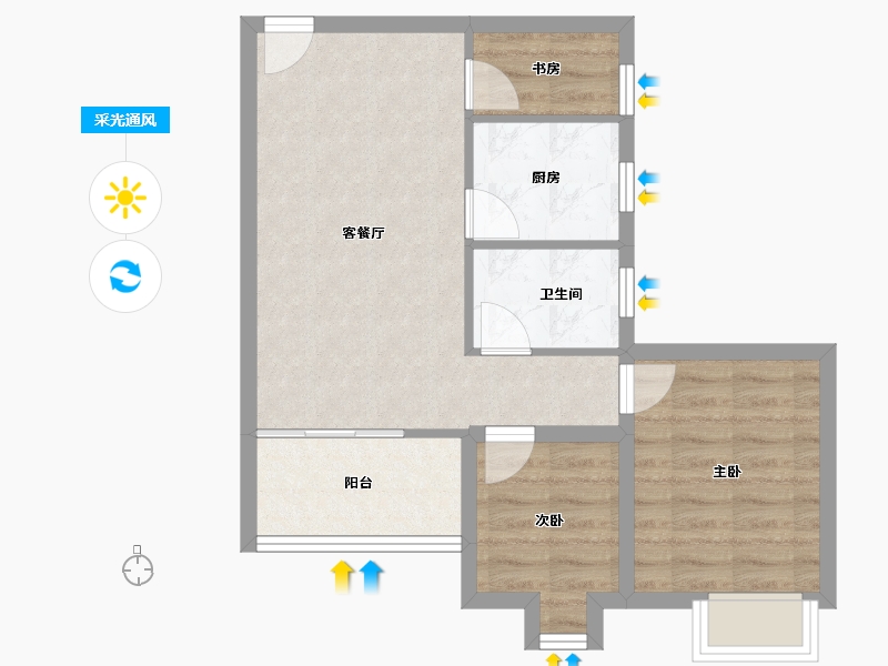 广东省-深圳市-鹏兴花园(五期)-58.00-户型库-采光通风