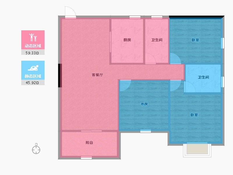 陕西省-西安市-五龙悦世纪-96.47-户型库-动静分区