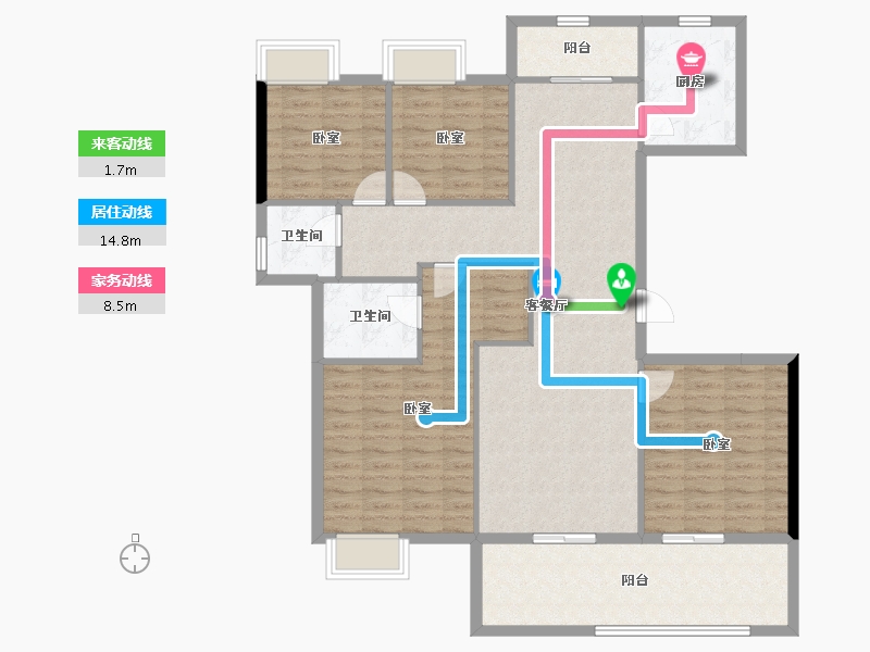 湖北省-武汉市-城南华府书香御景-123.96-户型库-动静线