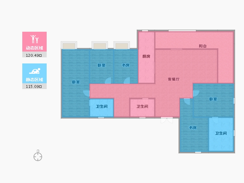 重庆-重庆市-嘉陵江天-219.15-户型库-动静分区