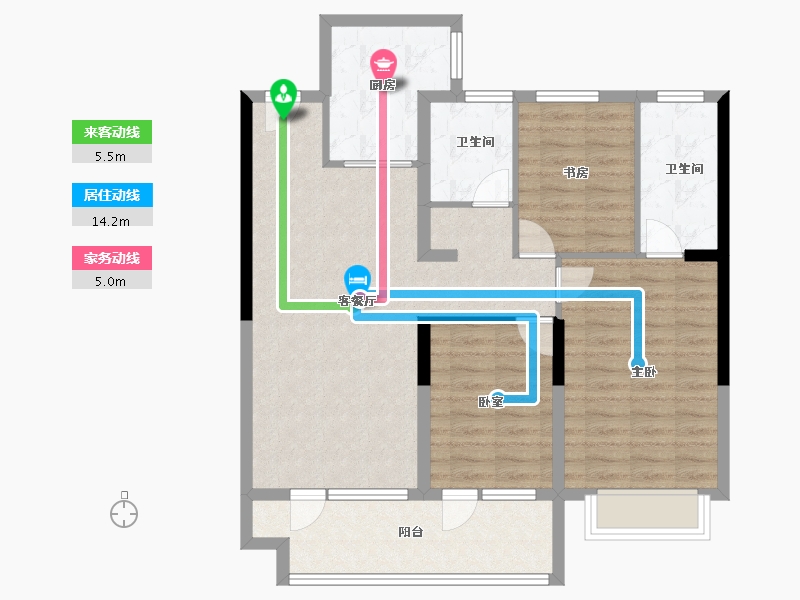 山东省-聊城市-玖璋台│澜庭观邸│松贵府-92.00-户型库-动静线