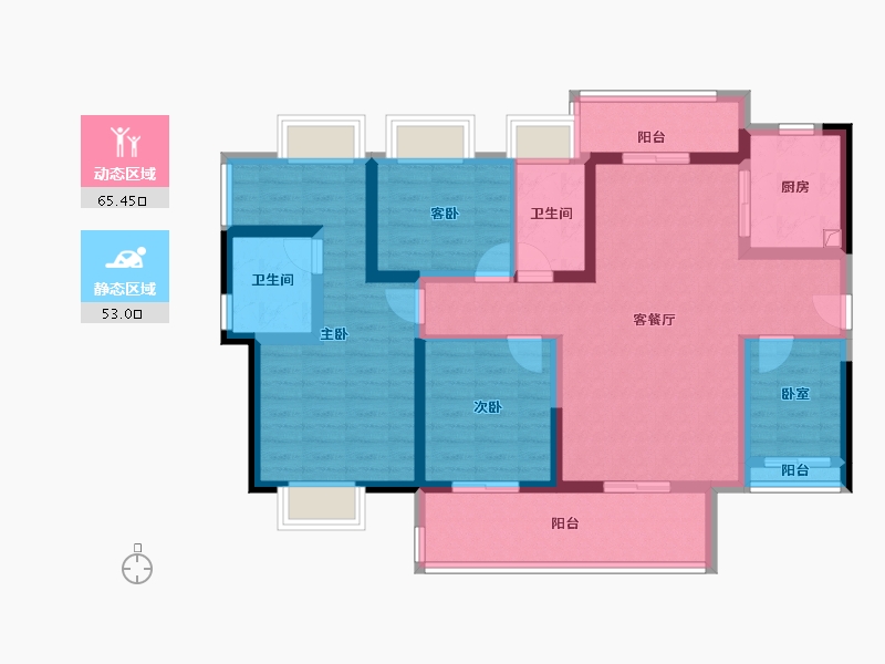 广东省-佛山市-顺控金地•熙悦湾-104.00-户型库-动静分区