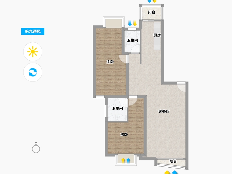 广东省-深圳市-百仕达花园(一期)-79.82-户型库-采光通风