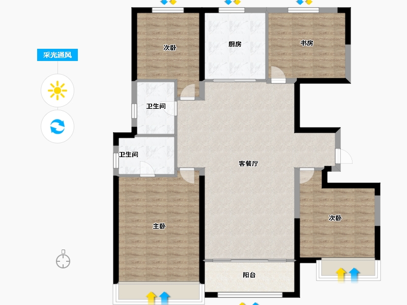 甘肃省-兰州市-中海铂悦府-119.00-户型库-采光通风