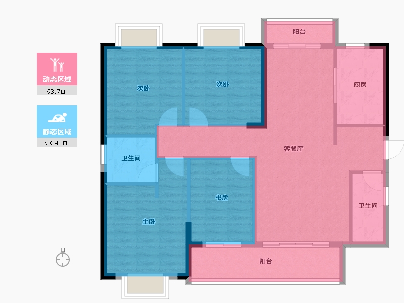 贵州省-六盘水市-星筑·中央公园-106.39-户型库-动静分区