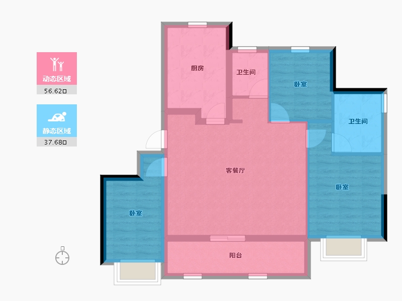 浙江省-宁波市-悦东上境府-84.35-户型库-动静分区