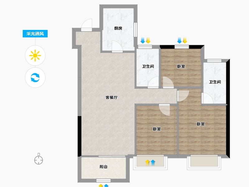 天津-天津市-新城·悦隽公馆-87.78-户型库-采光通风