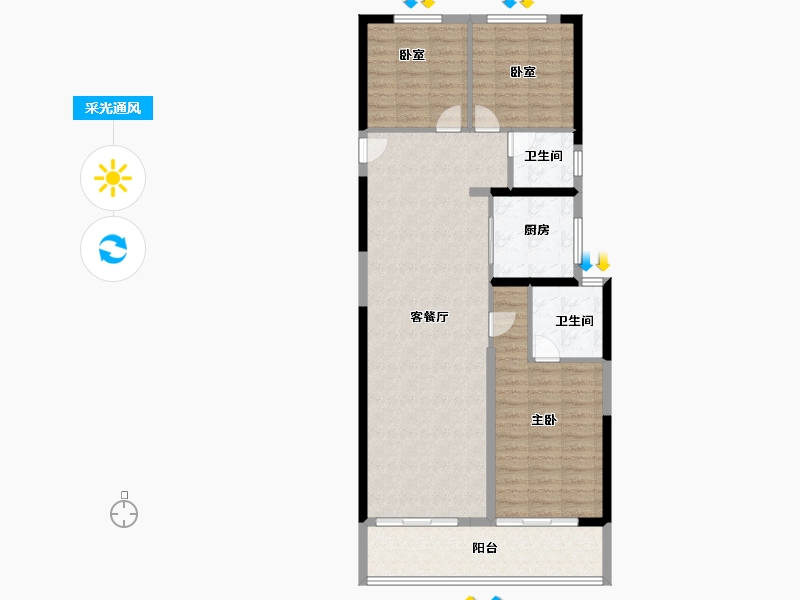 河南省-郑州市-美盛·中环壹号-101.60-户型库-采光通风