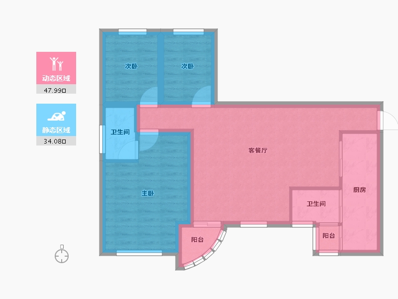 广东省-深圳市-金城华庭-72.83-户型库-动静分区